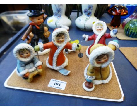 6 GOEBEL FIGURES INCLUDING SKIER GIRL AND SLEDGERS