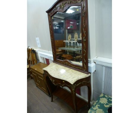 MARBLE TOP MIRRORED CONSOLE TABLE