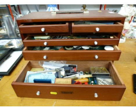 TOOLBOX WITH ASSORTED WATCH PARTS, TOOLS, REPAIRS ETC