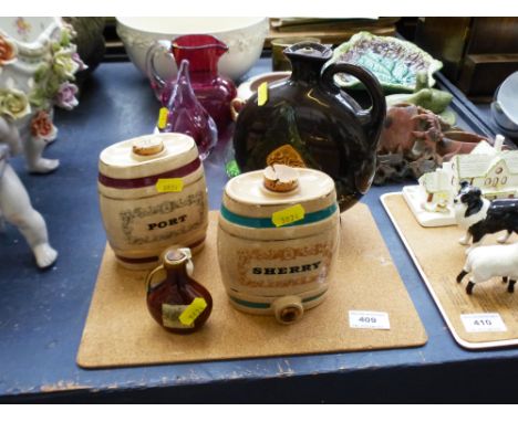 4 POTTERY BOTTLES INCLUDING ROYAL DOULTON AND WADE