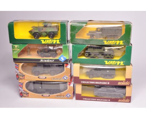 Group of Solido diecast Military Vehicles, all look to be without obvious signs of fault in fair to good boxes - signs of som