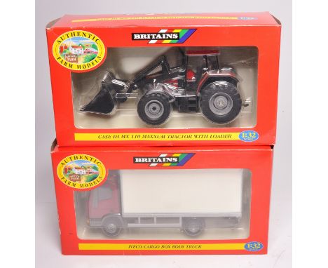 Duo of Britains 1/32 farm model issues comprising 00046 Iveco Cargo Box Body Truck plus 00228 Case IH MX Maxxum Tractor with 