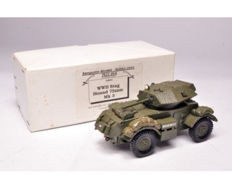 Bengurion (England) 1/32 scale hand-built Military model comprising GS50 WWII Stag Hound 75mm Mk.3. Displays without obvious 