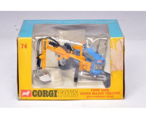 Corgi No. 74 Ford 5000 Tractor with Hydraulic Scoop. Displays generally excellent, with little sign of wear. In good original