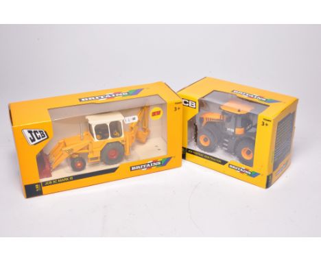Britains 1/32 farm model issues comprising 42905 JCB 3C Mark III Backhoe Loader plus 43124A1 JCB Fastrack 4220 Tractor. Look 
