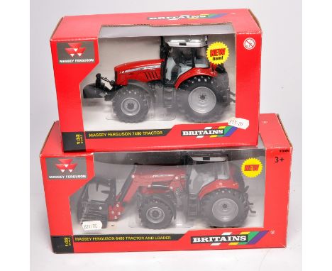 Britains duo 1/32 farm model issues comprising Massey Ferguson 7480 Tractor (loose in box) plus Massey Ferguson 6480 Tractor 