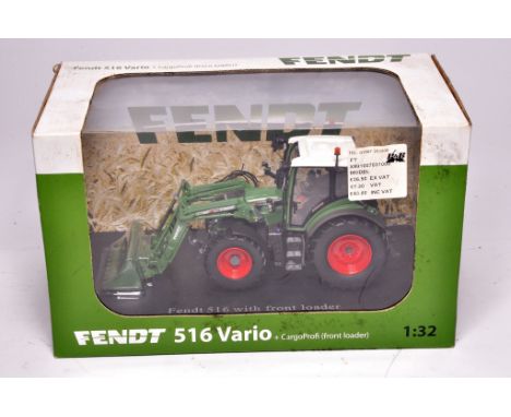 Universal Hobbies 1/32 diecast farm model issue comprising Fendt 516 Tractor with front loader. Excellent, and secure in box.