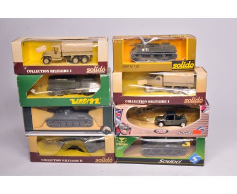 Group of Solido diecast Military Vehicles, all look to be without obvious signs of fault in fair to good boxes - signs of som