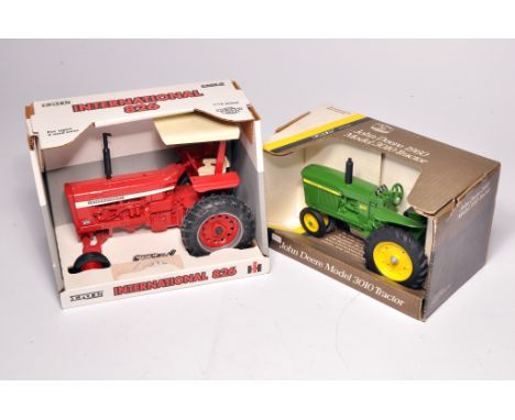 Duo of Ertl 1/16 farm model issues comprising International 826 plus John Deere 1960 Model 3010 Tractors. Both look to be wit