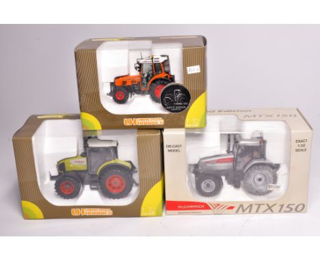 Universal Hobbies 1/32 diecast farm model issues comprising Fendt, McCormick and Claas Tractor issues. Excellent in boxes.