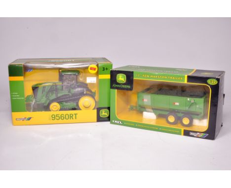 Britains 1/32 diecast farm model issue comprising John Deere 9560RT Tractor (excellent and secure in box) plus John Deere Mar