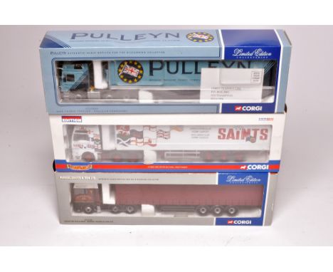 Corgi trio of 1/50 diecast model trucks comprising Saints, Pulleyn and Mansell Davies. Look to be complete and without fault,