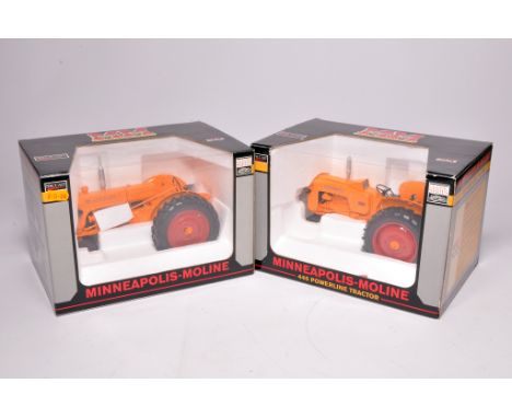 Duo of SpecCast farm model issues comprising Minneapolis-Moline U Gas Tractor plus 445 Powerline Tractor. Both appear without
