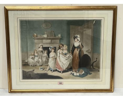 SYDNEY E WILSON. BRITISH Bn 1869.Georgian interior scene with mother and children. Signed in pencil. Mezzotint 15½" x 21".