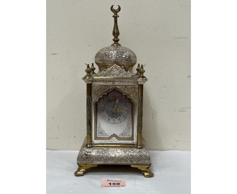 A gilt and silvered brass carriage clock for the Turkish or Persian market, the brass movement with platform lever escapement