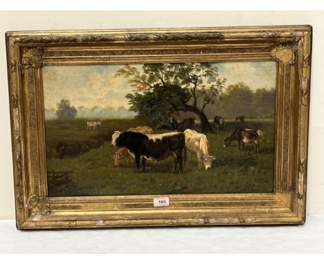 R MATINO. EARLY 20TH CENTURY.Landscapes with cattle. A pair. Signed. Oil on canvas 13½" x 23".