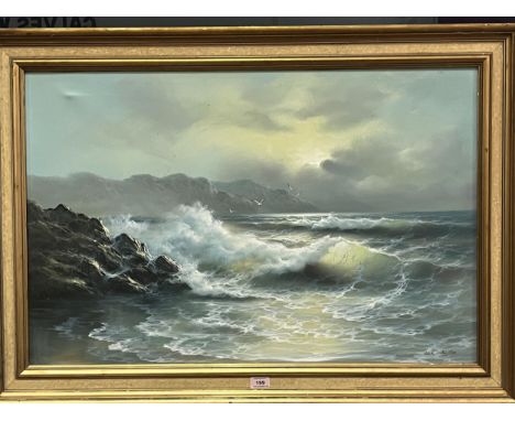 JACK JAYSTON. BRITISH 20TH CENTURY.A seascape. Signed. Oil on canvas 23½" x 35½".