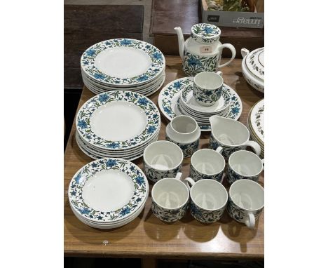 A Midwinter Spanish Garden pattern part tea and dinner service of 38 pieces.