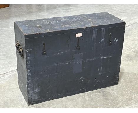 A painted pine ammunition box.