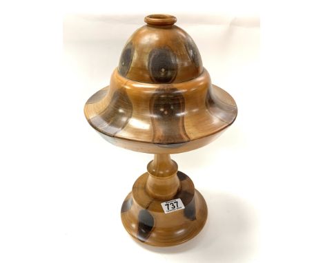 A mid century Brazilian turned wood table lamp. 40cm.