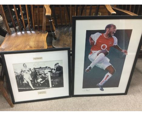 A Roger Bannister signed photo and a Thierry Henry signed arsenal art print, jumping celebration, limited edition of 500. Thi