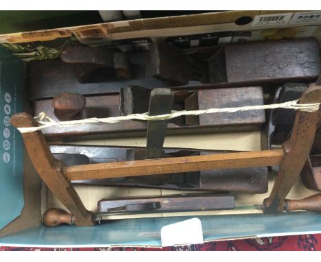 A collection of woodworking tools various.
