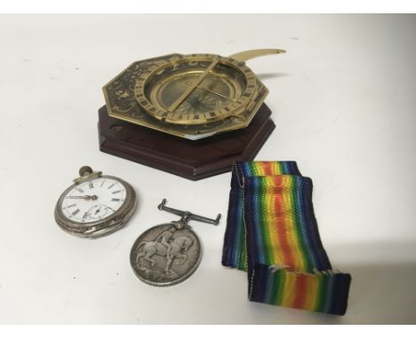 A I world war medal awarded to 23 608 Pte A Laws North D Fus a reproduction brass Compass and a Continental white metal cased