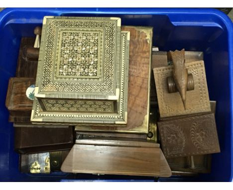 A Collection of vintage wooden cigarette/ cigar boxes. Some musical examples. Postage category C. NO RESERVE