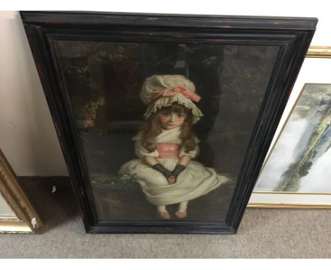 A framed pears print of a young girl. 59cm wide by 83cm high. Postage D. NO RESERVE