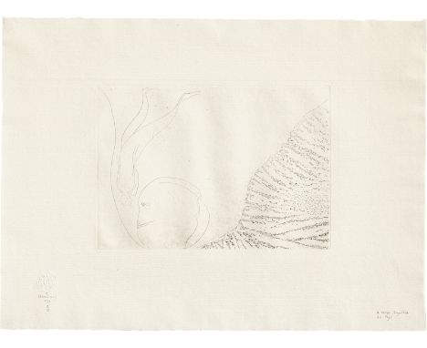 Altenbourg, Gerhard -- "im ewigen Augenblick der Engel"Radierung mit Kaltnadel auf Roma-Bütten. 1988.21,2 x 29,5 cm (39,8 x 5