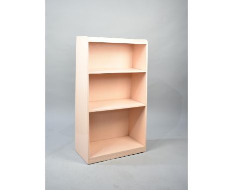 A Pink Painted Mid 20th Century Three Shelf Galleried Waterfall Bookcase, 51cms Wide