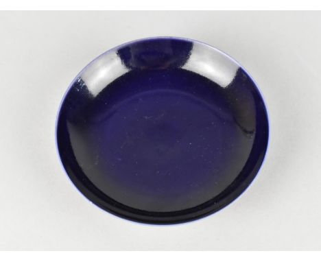 A Chinese Monochrome Dish, Blue Glaze, Six Character Mark to Base for Kangxi, 11.5cm