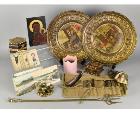 A Collection of Various Sundries to Comprise Rolled Canvas Field Case Containing Various Tools, Scissors, Razor etc, Postcard