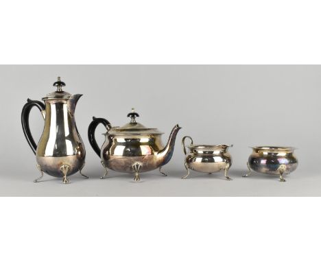 A Four Piece Silver Tea Service to Comprise Teapot, Hot Water Pot, Milk Jug and Sugar Bowl