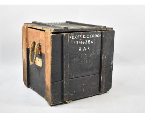 A Vintage Wooden Ammunition Box Inscribed for Flight Officer G.C. Crooke RAF