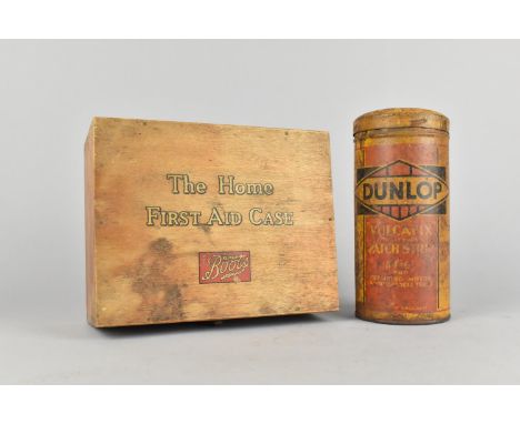 A Vintage Cylindrical Tin for Dunlop Vulcafix Patch Strip for Motorcar and Motorcycle Tyres together with a Vintage Home Firs