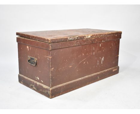 An Early 20th Century Stained Pine Blanket Box, Hinged Lid to Fitted Interior with Three Secret Doors and Candle Trough, 100c