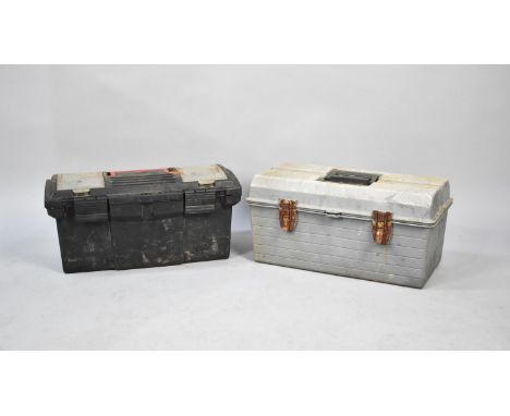 Two Plastic Tool Boxes with Contents