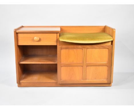 A 1970s Telephone Seat with Single Drawer, Open Shelf Store, Padded Seat and Cupboard Under, 91cms Wide