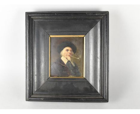 A Framed Dutch Oil on Board, Gent Smoking Pipe, 19th Century, 15x12cms