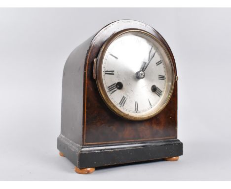 A Vintage Arch Top Burr Walnut Mantel Clock, Complete with Pendulum, 21cms High