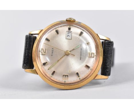 A Timex Datamatic Wrist Watch with Luminous Hands and Markers,Shockproof on Leather Strap, Working Order