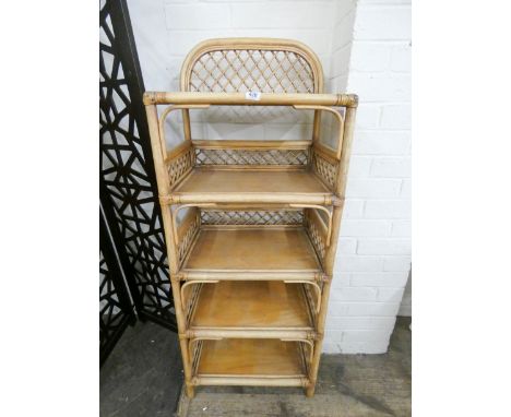 A five tier bamboo shelf unit approx 18" wide 