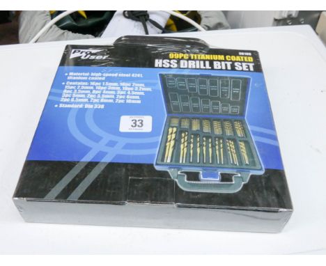 A new 99 piece titanium coated HSS drill bit set 