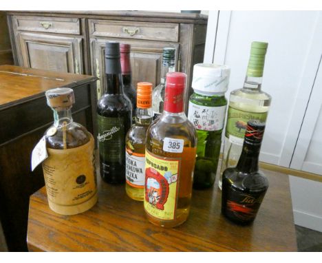 Various bottles of alcohol to include 4 Vodka, 1 Tequila, 1 Sherry etc 
