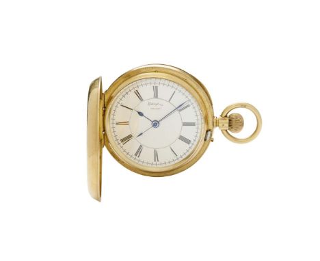  Elkington & Co. A fine 18k gold full hunter keyless pocket watch with centre seconds 'Regent', No.29939, Case No.939, hallma