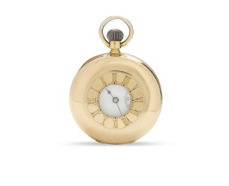  IWC. An 18k gold half-hunter cased pocket watch Movement No.69767, Case No.89274, made circa 1930 Rhodium plated movement je