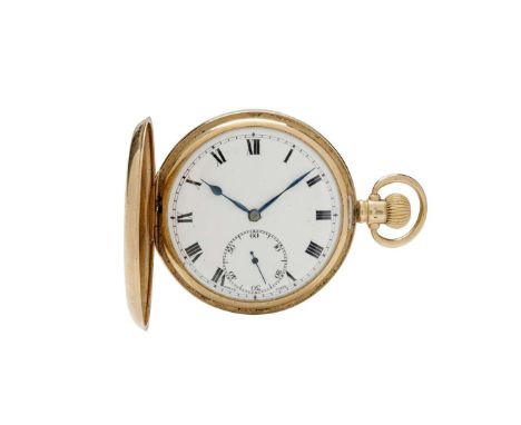  Rolex. A 9k gold keyless winding hunting cased pocket watch Case No.251178, hallmarked Birmingham 1922 Decorated Swiss lever