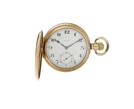  Rolex. A gold-plated hunting case pocket watch Movement No.1016, Case No.232016, made circa 1935 Mechanical 15 jewel movemen
