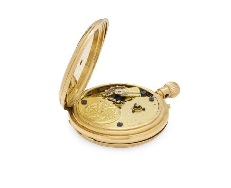  Barraud & Lunds.  A fine & rare 18k gold key/keyless wind hunting cased pocket watch with up/down indicator, Cornhill, Londo
